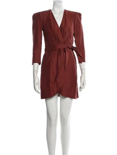 Pre-owned Sandro V-neck Mini Dress In Orange