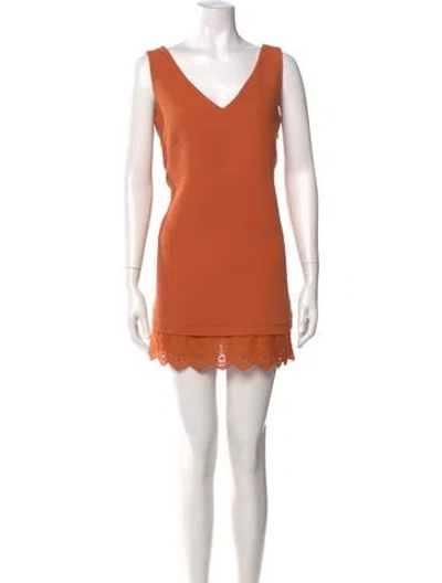 Pre-owned Sandro V-neck Mini Dress In Orange