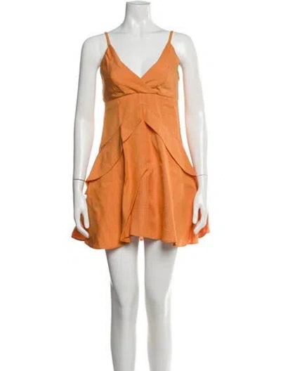 Pre-owned Sandro V-neck Mini Dress In Orange