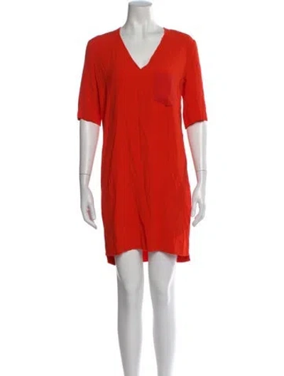 Pre-owned Sandro V-neck Mini Dress In Orange