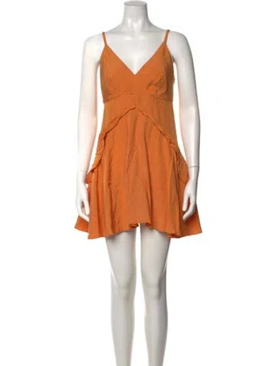Pre-owned Sandro V-neck Mini Dress In Orange