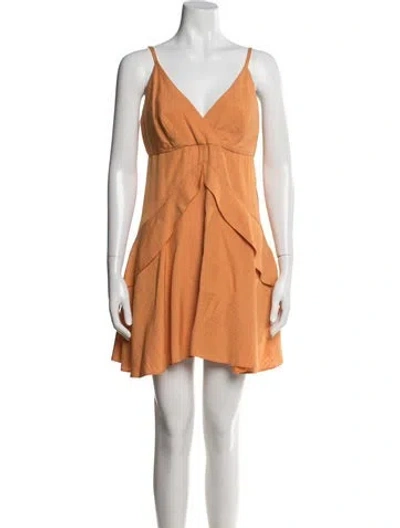 Pre-owned Sandro V-neck Mini Dress In Orange