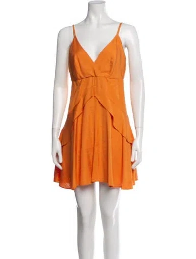 Pre-owned Sandro V-neck Mini Dress In Orange