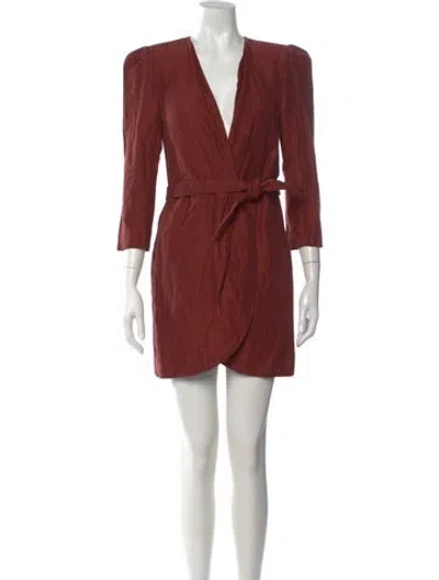 Pre-owned Sandro V-neck Mini Dress In Orange