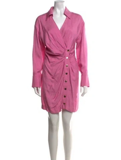Pre-owned Sandro V-neck Mini Dress In Pink