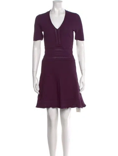 Pre-owned Sandro V-neck Mini Dress In Purple