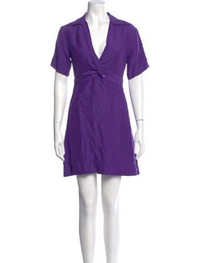 Pre-owned Sandro V-neck Mini Dress In Purple