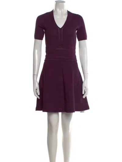 Pre-owned Sandro V-neck Mini Dress In Purple