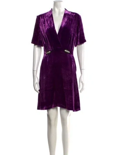 Pre-owned Sandro V-neck Mini Dress In Purple
