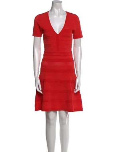 Pre-owned Sandro V-neck Mini Dress In Red