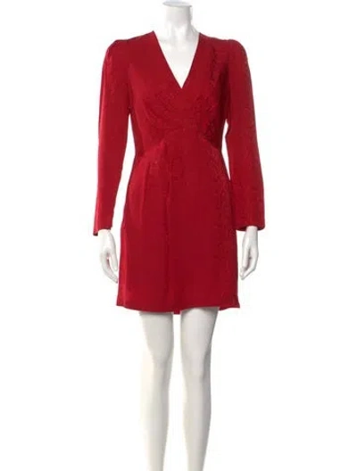 Pre-owned Sandro V-neck Mini Dress In Red