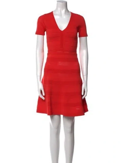 Pre-owned Sandro V-neck Mini Dress In Red