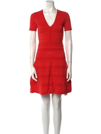 Pre-owned Sandro V-neck Mini Dress In Red