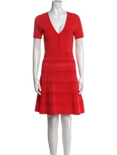 Pre-owned Sandro V-neck Mini Dress In Red