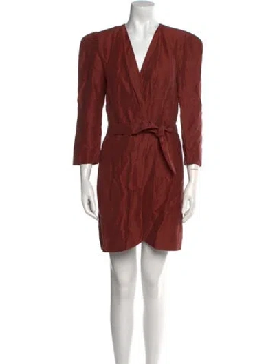 Pre-owned Sandro V-neck Mini Dress In Red