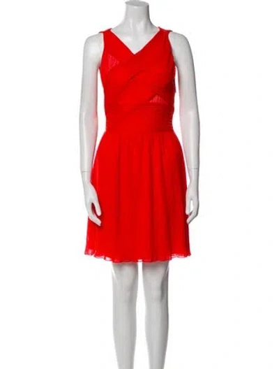 Pre-owned Sandro V-neck Mini Dress In Red