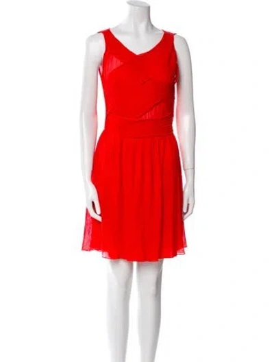 Pre-owned Sandro V-neck Mini Dress In Red