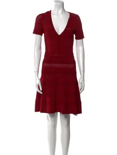 Pre-owned Sandro V-neck Mini Dress In Red