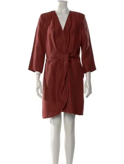 Pre-owned Sandro V-neck Mini Dress In Red