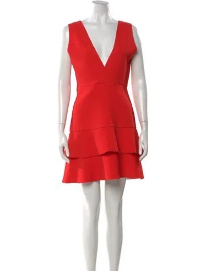 Pre-owned Sandro V-neck Mini Dress In Red