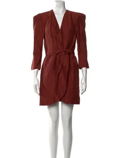 Pre-owned Sandro V-neck Mini Dress In Red