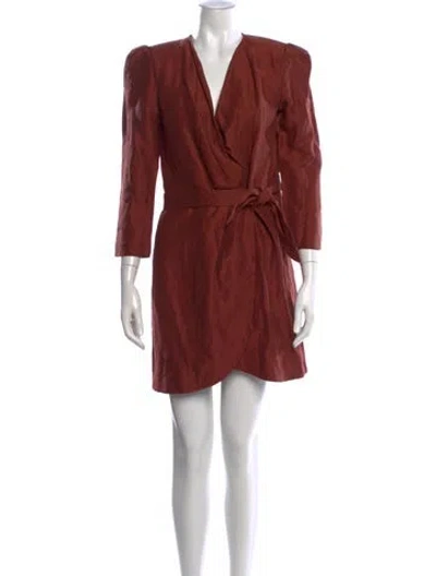Pre-owned Sandro V-neck Mini Dress In Red