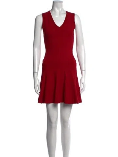 Pre-owned Sandro V-neck Mini Dress In Red