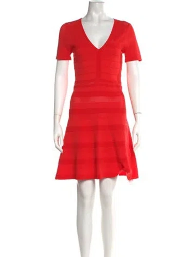 Pre-owned Sandro V-neck Mini Dress In Red