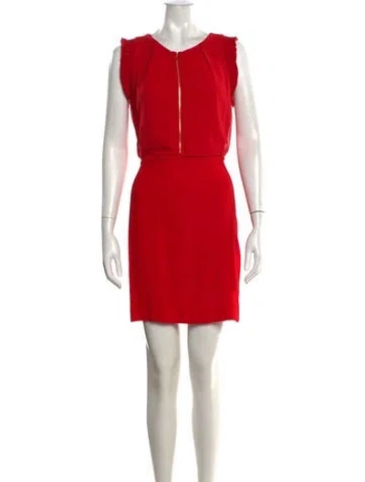 Pre-owned Sandro V-neck Mini Dress In Red
