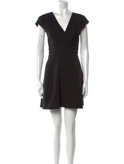 Pre-owned Sandro V-neck Mini Dress W/ Tags In Black