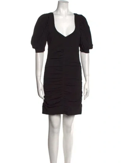Pre-owned Sandro V-neck Mini Dress W/ Tags In Black