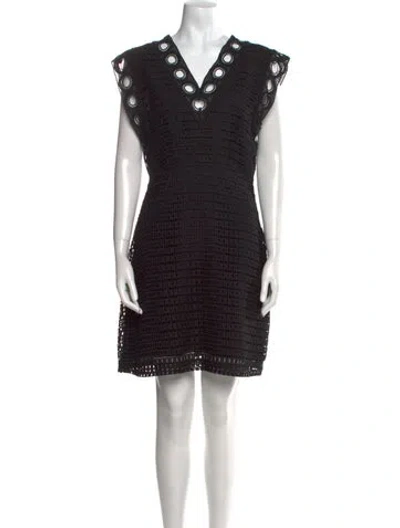 Pre-owned Sandro V-neck Mini Dress W/ Tags In Black