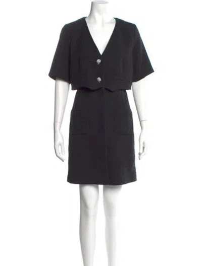 Pre-owned Sandro V-neck Mini Dress W/ Tags In Black