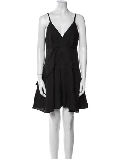 Pre-owned Sandro V-neck Mini Dress W/ Tags In Black