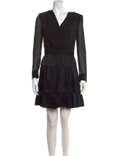 Pre-owned Sandro V-neck Mini Dress W/ Tags In Black