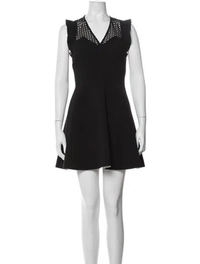 Pre-owned Sandro V-neck Mini Dress W/ Tags In Black