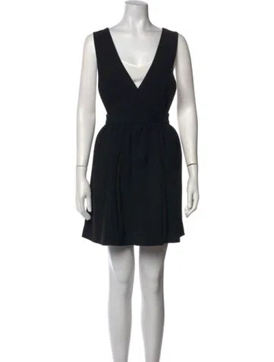 Pre-owned Sandro V-neck Mini Dress W/ Tags In Black/white
