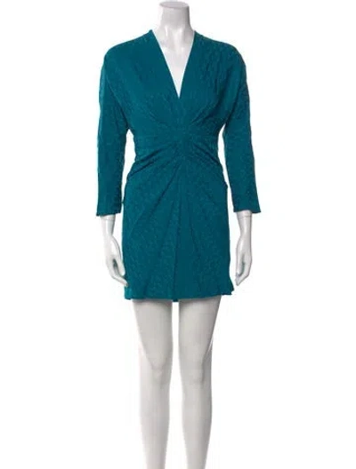 Pre-owned Sandro V-neck Mini Dress W/ Tags In Blue