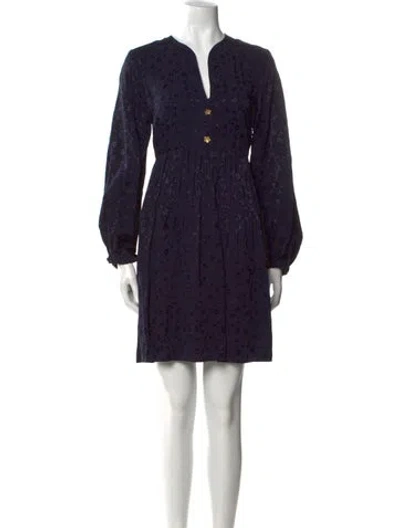 Pre-owned Sandro V-neck Mini Dress W/ Tags In Blue