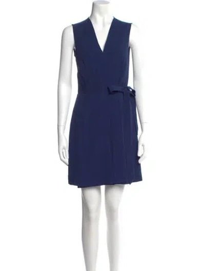 Pre-owned Sandro V-neck Mini Dress W/ Tags In Blue