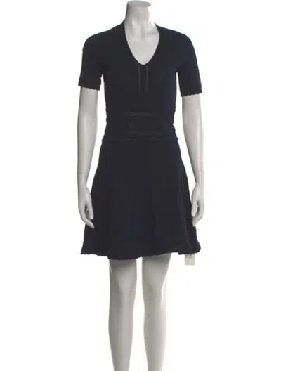 Pre-owned Sandro V-neck Mini Dress W/ Tags In Blue