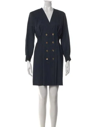 Pre-owned Sandro V-neck Mini Dress W/ Tags In Blue