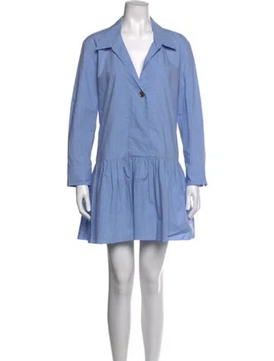 Pre-owned Sandro V-neck Mini Dress W/ Tags In Blue