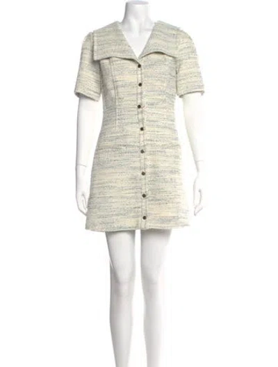 Pre-owned Sandro V-neck Mini Dress W/ Tags In Blue/neutrals