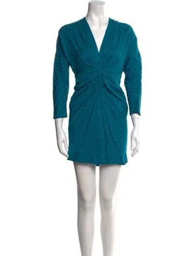 Pre-owned Sandro V-neck Mini Dress W/ Tags In Green