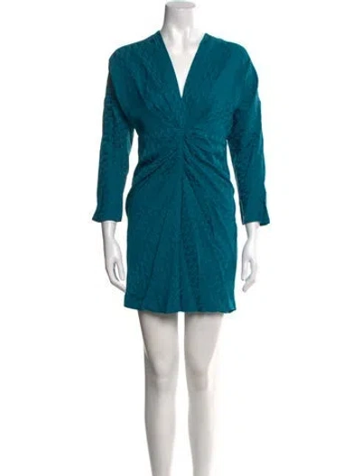 Pre-owned Sandro V-neck Mini Dress W/ Tags In Green