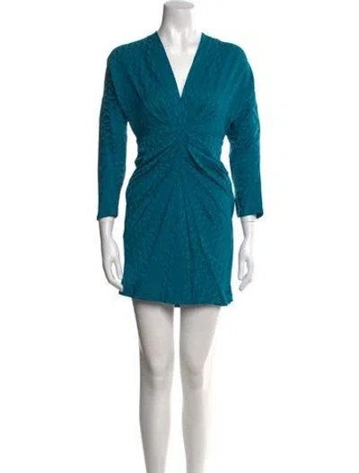 Pre-owned Sandro V-neck Mini Dress W/ Tags In Green