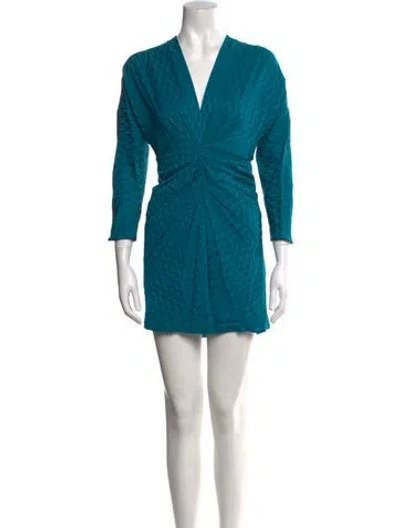 Pre-owned Sandro V-neck Mini Dress W/ Tags In Green