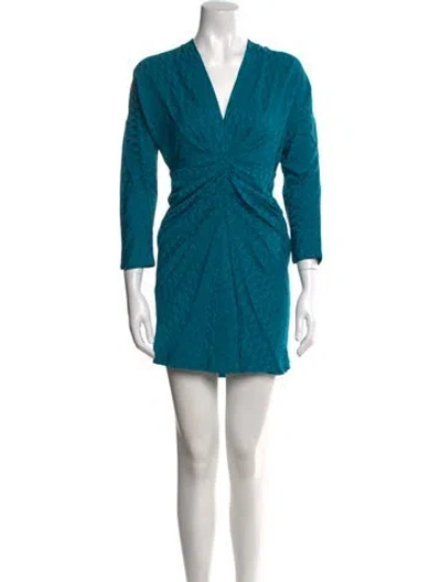 Pre-owned Sandro V-neck Mini Dress W/ Tags In Green