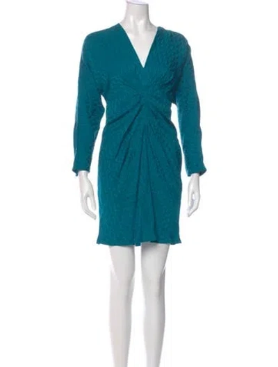 Pre-owned Sandro V-neck Mini Dress W/ Tags In Green